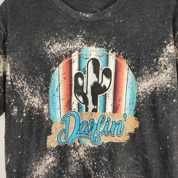 Next Level Southwestern Grey Graphic T-Shirt Bleach Spatter Size L Short Sleeve - Picture 2 of 5
